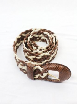 cinturon trenzado marron y beige
