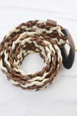 cinturon trenzado marron y beige