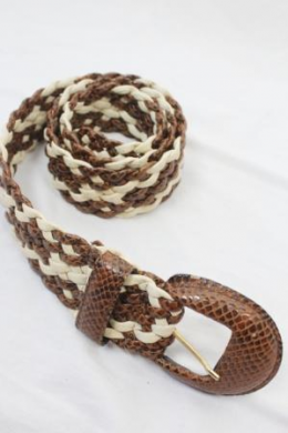 cinturon trenzado marron y beige