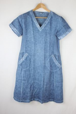 vestido lino azul valentina's