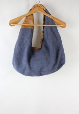 bolso tela y piel azul