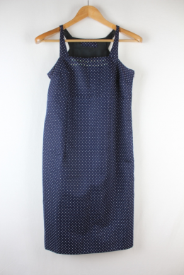 conjunto blazer+vestido azul lunares