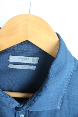 camisa hombre azul mango