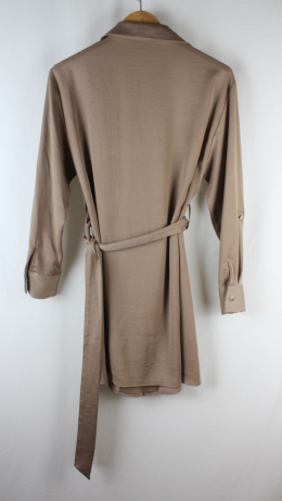 vestido camisero satinado marron zara