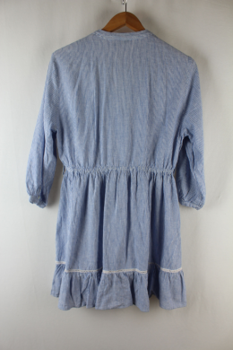 vestido rayas con lino azul zara