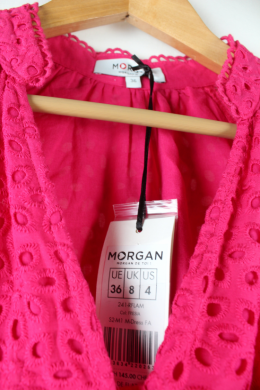 vestido bordado ingles fucsia morgan