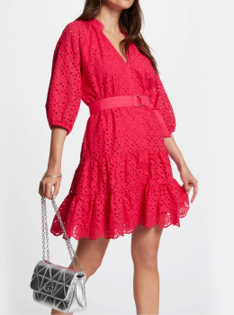 vestido bordado ingles fucsia morgan