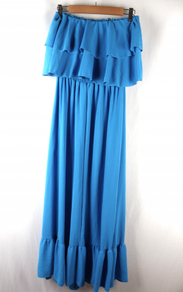 vestido volantes azul turquesa