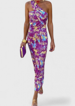 Vestido punto estampado morado