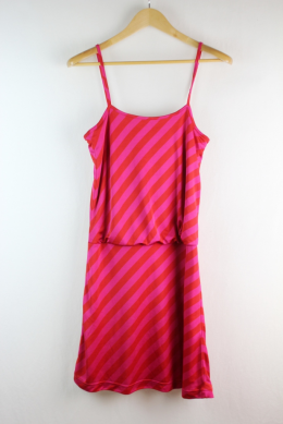 vestido rayas rojo y fucsia hm 38