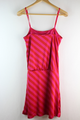 vestido rayas rojo y fucsia hm 38