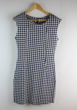 mini vestido pata de gallo azul M
