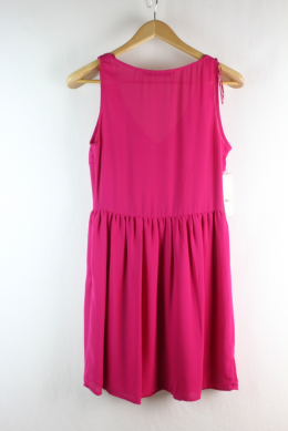 vestido fucsia con abalorios zara trafaluc m