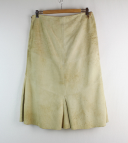 falda piel nobuck beige massimo dutti 40