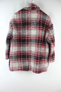 abrigo corto cuadros lana bershka