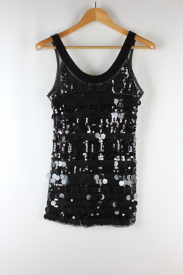 top lentejuelas negro mango