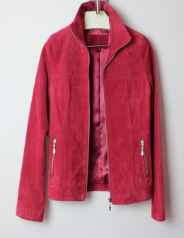 CHAQUETA PIEL EN ANTE ROJO