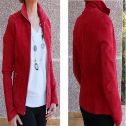 CHAQUETA PIEL EN ANTE ROJO
