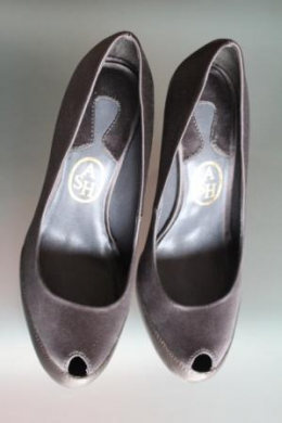 PEEP TOES PIEL Y SATEN GRIS