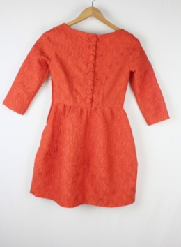 vestido brocado naranja hm