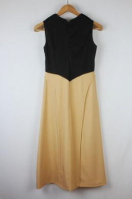 vestido bicolor negro y camel
