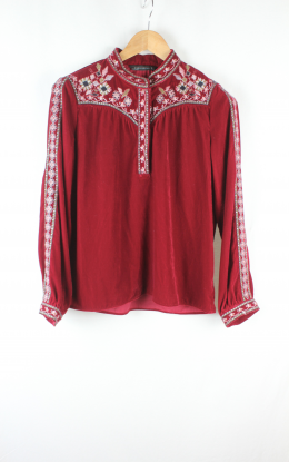 Blusa terciopelo bordado zara